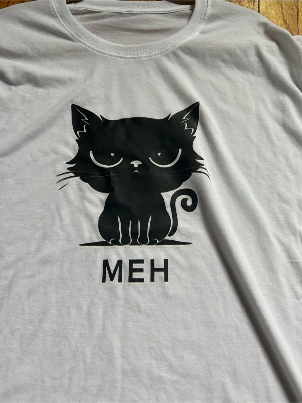White Cat 'MEH' Graphic Tee and phone holder